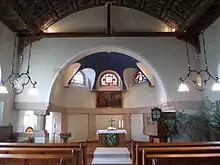 Blick ins Innere der Protestantischen Kirche Höchen