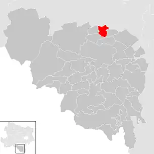 Lage der Gemeinde Höflein an der Hohen Wand im Bezirk Neunkirchen (anklickbare Karte)