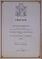 1983.Mai.31. Urkunde. Die Kärntner Landesregierung verleiht Hans Pawlik, 3. Präsident des Kärntner Landtages a. D., den „Kärntner Landesorden in Silber“.