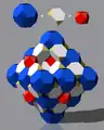2 Oktaederstümpfe, 2 Tetraederstümpfe und 1 Kuboktaeder