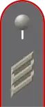 Dienstgradabzeichen eines Hauptgefreiten der Artillerietruppe auf Schulterklappe der Jacke des Dienstanzuges für Heeresuniformträger