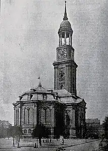 Die St. Michaeliskirche zu Hamburg vor dem Brand.