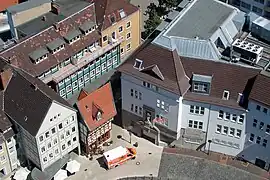 Blick vom Turm der St. Andreaskirche auf den Umgestülpten Zuckerhut (Mai 2012)