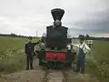 HKR5 Lokomotive der Hyvinkään–Karkkilan rautatie am Haltepunkt Raemäki der Museumseisenbahn