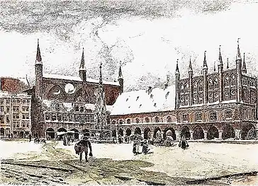 Rathaus mit Marktplatz anno 1881 von Hans von Bartels
