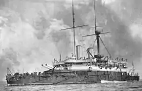 HMS Anson (1886), Einheit der Admiral-Klasse mit der Hauptbewaffnung in offenen Barbetten