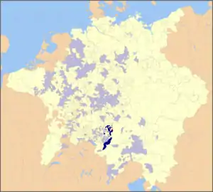 Karte des Hochstiftes Augsburg im Heiligen Römischen Reich (1648)