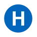 Rundes Liniensymbol mit dem weißen Großbuchstaben H in blau gefülltem Kreis vor neutralem Hintergrund