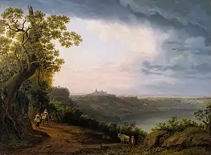 Jacob Philipp Hackert: Blick auf den Albaner See mit Castel Gandolfo (1800)