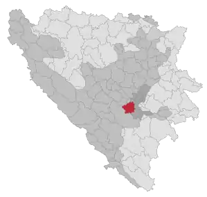 Lage der Gemeinde Hadžići in Bosnien und Herzegowina (anklickbare Karte)