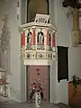 Kanzel mit den Wappen der Ahnenprobe für Bernhard von Üchtritz