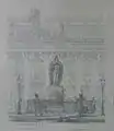 Riddarhuset und Gustav-Wasa-Statue, aquarell-kolorierte Zeichnung von Hallbeck.