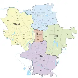 Lage des Stadtteils Stadtbezirke und Stadtteile von Halle (Saale)   in Halle (Saale) (anklickbare Karte)