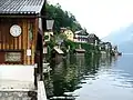 Blick von der Lände nach Norden auf Bootshäuser