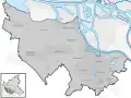 Lage der Stadtteile im Bezirk Harburg