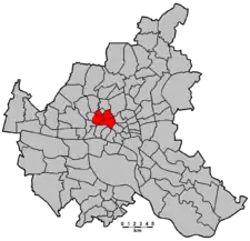Karte: Lage des Wahlkreises Rotherbaum – Harvestehude – Eimsbüttel-Ost in Hamburg.