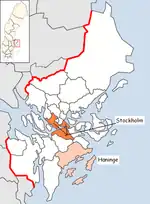 Lage der Gemeinde Haninge