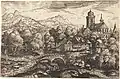 Mountainous Landscape with a Village, Hanns Lautensack (Radierung, 1553)