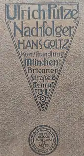 Aufkleber der Kunsthandlung Hans Goltz