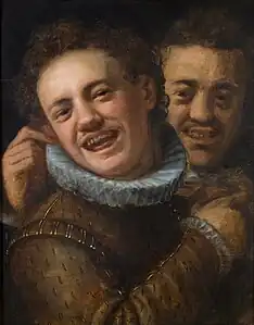 Hans von Aachen: Doppel-Selbstporträt als lachender Mann, vor 1574
