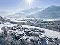 Blick von Hart im Zillertal Richtungs taleinwärts des Zillertals