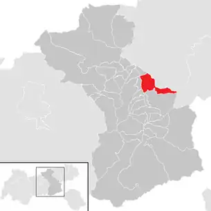 Lage der Gemeinde Hart im Zillertal im Bezirk Schwaz (anklickbare Karte)
