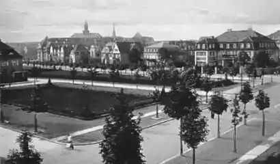 Haumannplatz um 1920, im Vordergrund die Alfredstraße