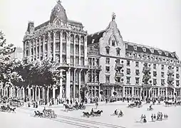 Geschäftshaus Mercatorium,erbaut 1904,und Hotel Pelikan