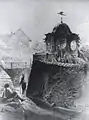 Drachentempel von Haus Sorgenfrei; im Hintergrund die Schmalseite von Haus Albertsberg (H. König, um 1866)