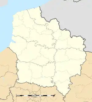 Lage der Kriegsgräberstätten in der Region Hauts-de-France in Frankreich