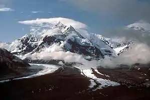 Hayes-Gletscher (rechts) mit östlichem Tributärgletscher