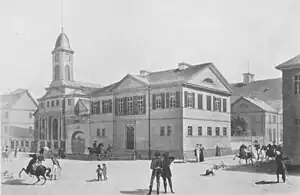Domkirche St. Eberhard, Vellnagel-Haus,Danneckerei und Hoftheater, 1813. → Bildkommentar