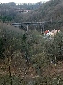 Gerüstpfeilerviadukt der Kleinbahn und Heiligenborner Viadukt