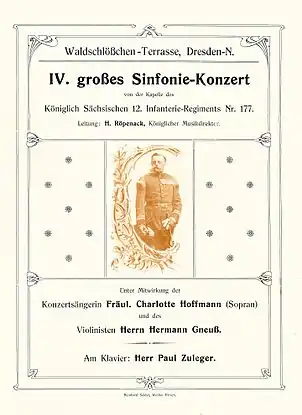 Titelseite, Konzertprogramm, Dresden 1907