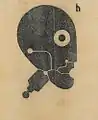 Heinrich Hoerle, Prothesenkopf, um 1925, Linolschnitt, 20,5 cm × 14 cm.