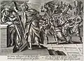 Martyrium des Simon (links) und Judas (rechts daneben)Gravur von Hendrik Goltzius aus seinem Zyklus der Apostel-Martyrien