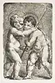Junger Jesus Christus und Johannes der Täufer umarmen sich, Radierung, ca. 1841, Philadelphia Museum of Art