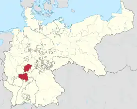 Lage des Großherzogtums Hessen im Deutschen Kaiserreich