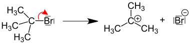 Heterolyse von tert-Butylbromid