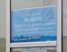 Hinweistext „Hier gilt die 3G-Regel“