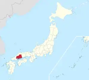 Lage der Präfektur Hiroshima in Japan