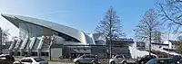 Die Alsterschwimmhalle mit Sauna von der Ifflandstraße aus gesehen (2014)