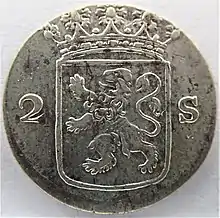 Avers eines Holländischen Doppelstuiver von 1774
