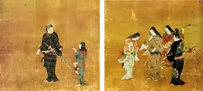 Stellschirm-PaarHonda Heihachirō und Begleiter