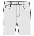 Zwei Vordertaschen mit geschwungenem Eingriff (Swing-pocket) und die obligatorische Stecktasche in der rechten Vordertasche