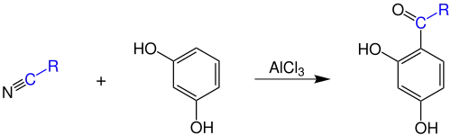 Übersichtsreaktion der Houben-Hoesch-Reaktion