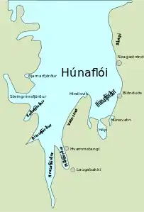 Die Buchten von Húnaflói und die Gemeinden in Húnavatnssýsla