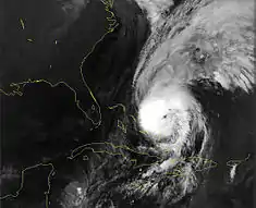 Hurrikan Lili als Kategorie-3-Sturm über den Bahamas