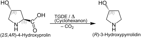 Decarboxylierung von (2S,4R)4-Hydroxyprolin