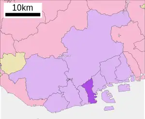 Lage Nishi-kus in der Stadt Kōbe
